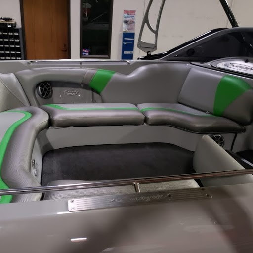 2011 Sanger gets new upholstery at James Boat Repair - inside rear seating area from right side