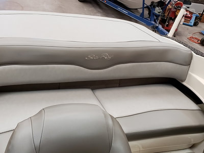 Rear seat has new upholstery on this Sea Ray 190 by James Boat Repair