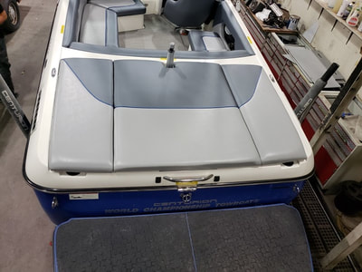 Rear deck gets new upholstery by James Boat Repair on this Ski Centurion
